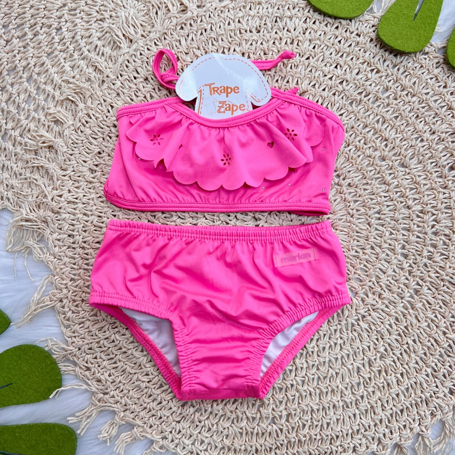 Linha Praia - Biquini com Proteção UV50+ - Rosa Chiclete